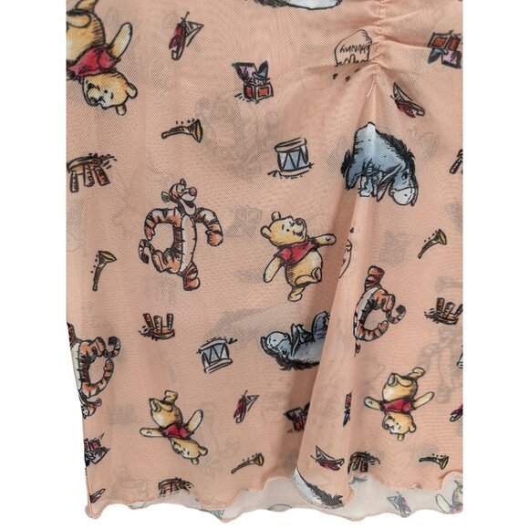 Disney Top‎ Blouse Shirt Cropped Semi-sheer Size L Winnie the Pooh Long Sleeve - Picture 6 of 10